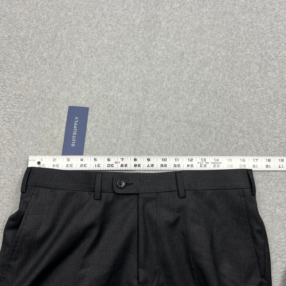 NEW Suitsupply Pants Mens 34 Grey Pinstripe Brescia Pure Wool Flat Front Slim - Picture 6 of 12